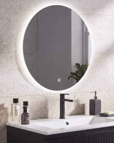 Miroir de salle de bain led en verre argenté 60x60