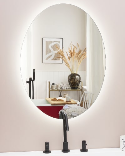 Miroir de salle de bain led en verre argenté 80x60