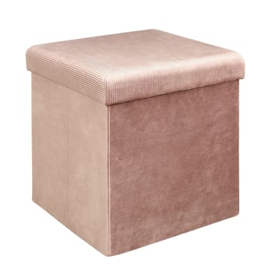 Pouf coffre de rangement rose poudré