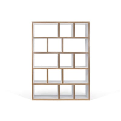 Bibliothèque effet bois blanc laqué et multiplis