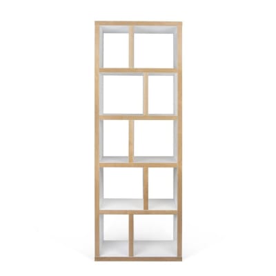 Bibliothèque effet bois blanc laqué et multiplis