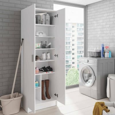Armoire polyvalente à 2 portes effet bois blanc 59x37 cm