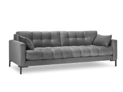 Canapé 4 places en tissu velours gris clair
