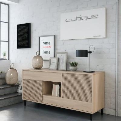 Buffet effet bois beige 151x41 cm
