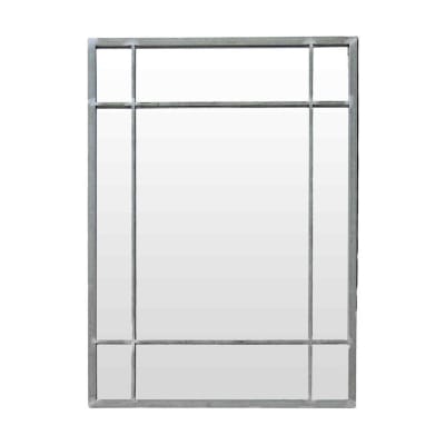 Miroir Art Déco en métal finition zinc 97 x 67 cm