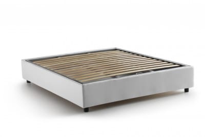 Lit double en tissu blanc 160x190 cm