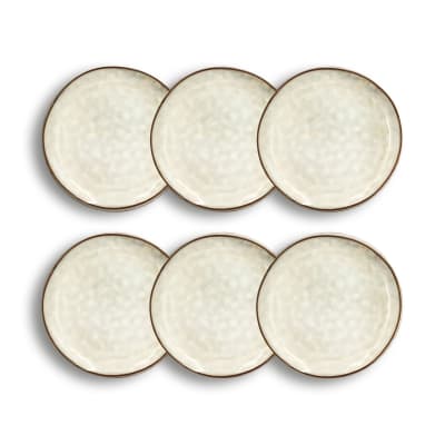 Lot de 6 assiettes desserts en grès gris 20,5cm