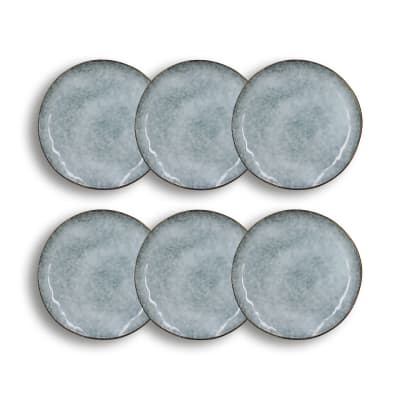 Lot de 6 assiettes desserts en grès bleu 20,5cm