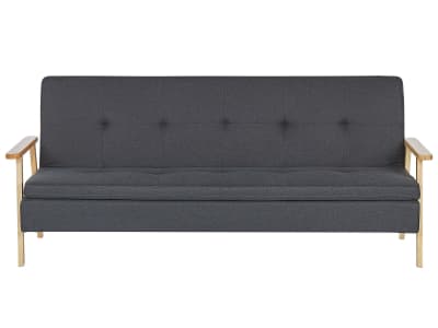 Canapé-lit 3 places tissu gris foncé