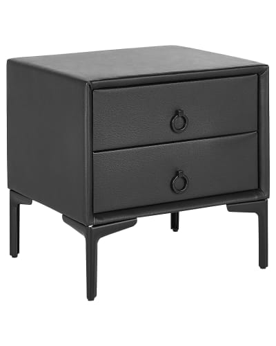Table de nuit à 2 tiroirs cuir pu noir