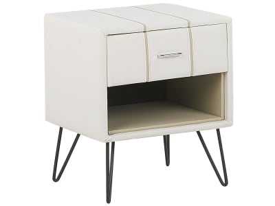 Table de nuit à 1 tiroir cuir pu blanc