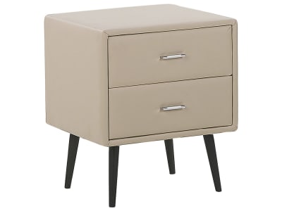 Table de nuit à 2 tiroirs cuir pu beige