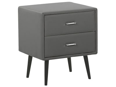 Table de nuit à 2 tiroirs cuir pu gris