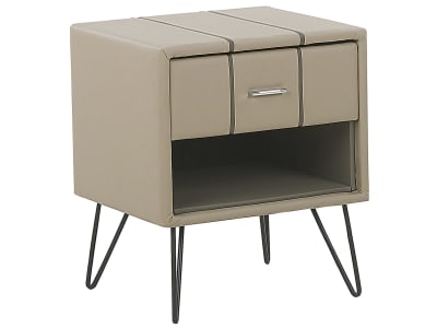Table de nuit à 1 tiroir cuir pu beige