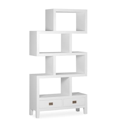 Bibliothèque en bois de mindi blanc H 190 cm
