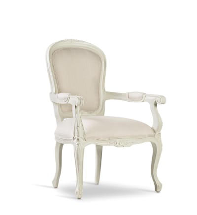 Fauteuil en bois d'acajou blanc et revêtement en polyester blanc