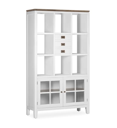 Bibliothèque en bois de mindi blanc et marron H 190 cm