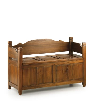 Banc avec coffre de rangement en mindi marron L 110 cm