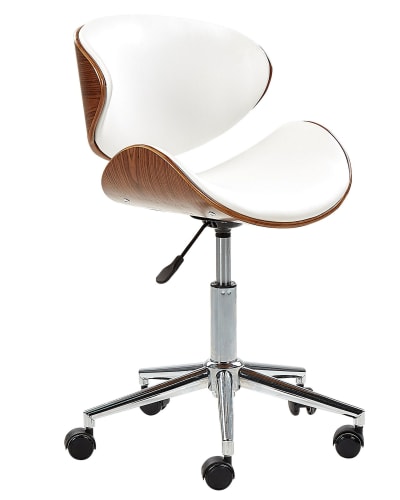 Chaise de bureau cuir pu blanc