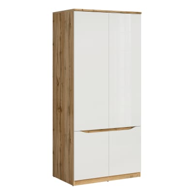 Armoire 2 portes blanche et naturelle