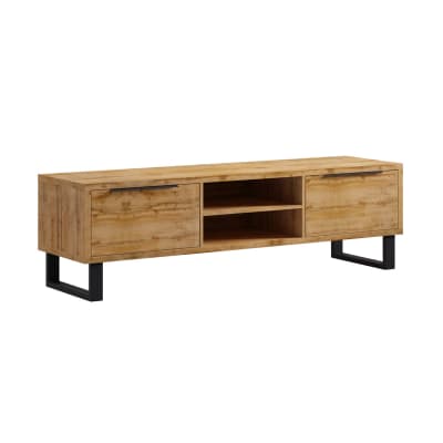 Meuble tv 2 tiroirs 180 cm panneaux agglomérés stratifiés marron