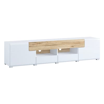 Meuble tv 2 portes 2 tiroirs 208 cm panneaux agglomérés stratifiés