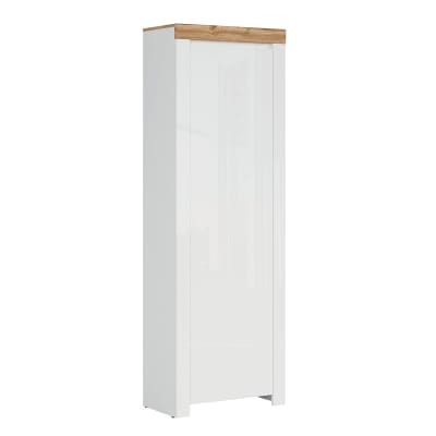 Meuble d'entrée 1 porte panneaux agglomérés stratifiés blanc
