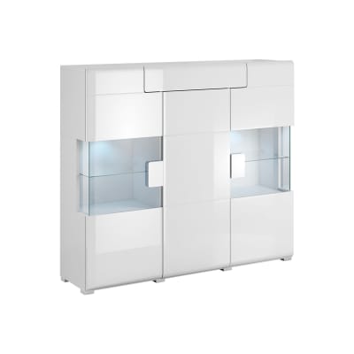 Buffet haut 3 portes 1 tiroir avec led panneaux agglomérés stratifiés
