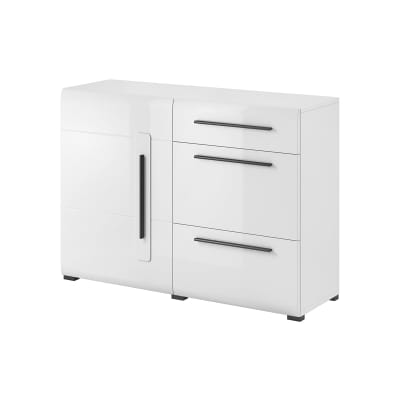 Buffet 1 porte 3 tiroirs panneaux stratifiés blanc