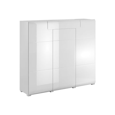 Buffet haut 3 portes 1 tiroir panneaux agglomérés stratifiés blanc
