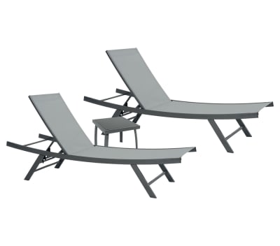 Ensemble transat de jardin et table basse en acier  gris perle