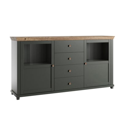 Buffet 2 portes 4 tiroirs panneaux agglomérés vert