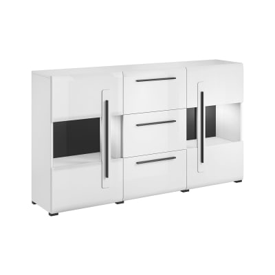 Buffet 2 portes 3 tiroirs avec led panneaux agglomérés stratifiés