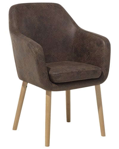 Chaise de salle à manger en cuir pu marron 56x82cm