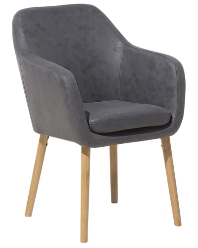 Chaise de salle à manger en cuir pu gris 56x82cm