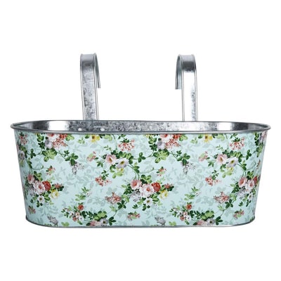 Jardinière zinc imprimé roses multicolore