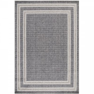 Topo - tapis extérieur,intérieur tissé plat - gris & crème 60 x 100 cm