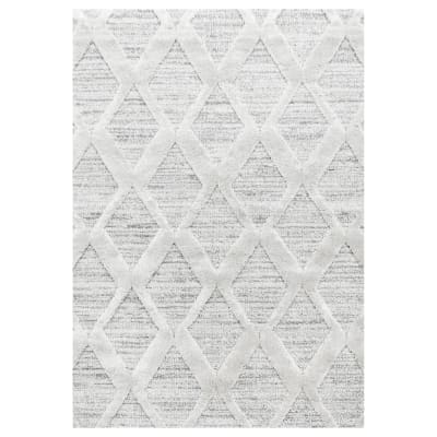 Tapis bohème à relief blanc ivoire 280x370cm