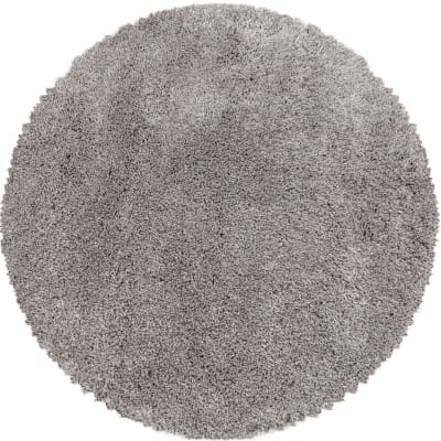 Tapis cosy rond à poils longs greige 200x200cm
