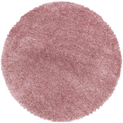 Tapis cosy rond à poils longs rose 120x120cm