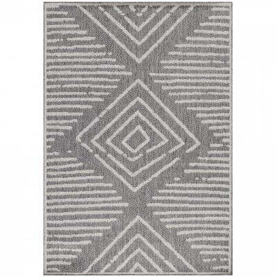 Tapis extérieur tissé plat gris et greige 120x170cm