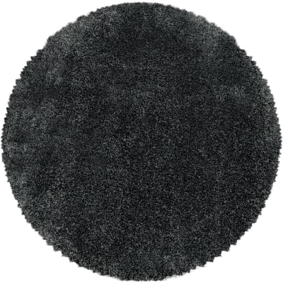 Tapis cosy rond à poils longs anthracite 200x200cm