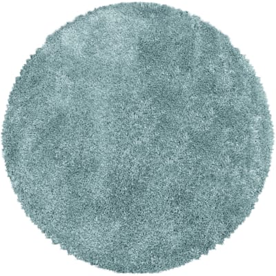 Tapis cosy rond à poils longs bleu turquoise 160x160cm