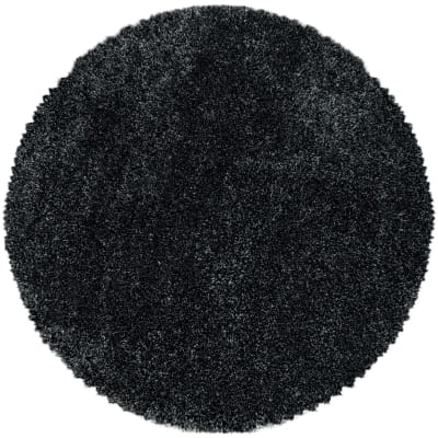 Tapis cosy rond à poils longs noir 200x200cm