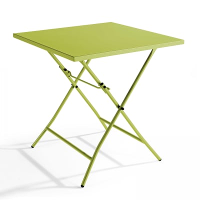 Table de jardin pliante carrée en acier 70 cm 4 places vert