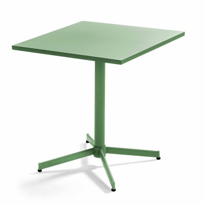 Table de jardin carrée bistro inclinable en acier vert cactus