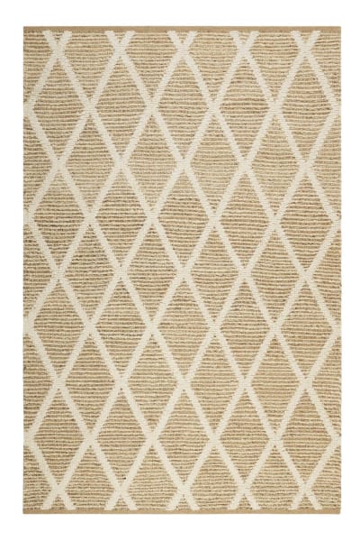 Tapis plat tissé main jute et laine vierge motif losange 80x300