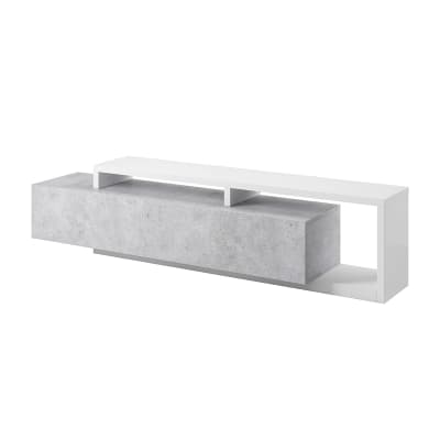 Meuble tv 1 tiroir 219 cm panneaux agglomérés blanc
