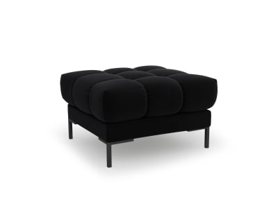 Pouf 1 place en tissu velours noir
