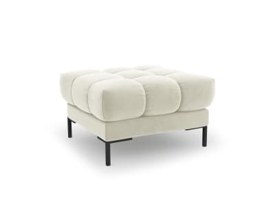 Pouf 1 place en tissu velours beige clair